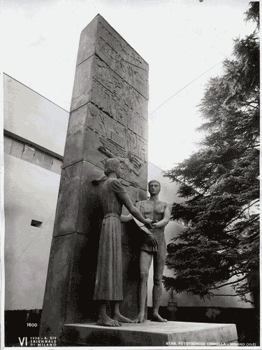 Image for VI Triennale - Mostra delle Scuole d'arte - Scuola superiore d'arte applicata all'industria del comune di Milano - Stele "La partenza del volontario" di Piero Fornasetti