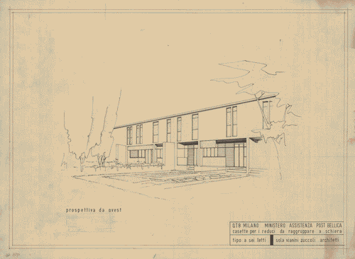 Image for Casette per reduci da raggruppare a schiera tipo a 6 letti. Lato ovest