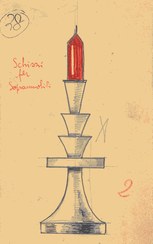 Image for Progetto di candeliere ad un becco in argento e galatite