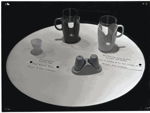 Image for XI Triennale - Mostra internazionale dell'Industrial Design - Bicchieri con portabicchieri - John Cochrame - Saliera e portatovagliolo in plastica -Gino Colombini