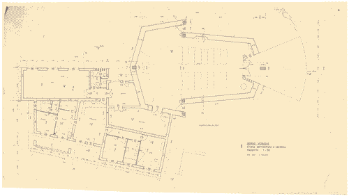 Image for Mostra della casa. Casa rurale dell'UNRRA-CASAS. Borgo Venusio (Matera). Chiesa parrocchiale e canonica. Indicazione degli spazi e dell'arredo