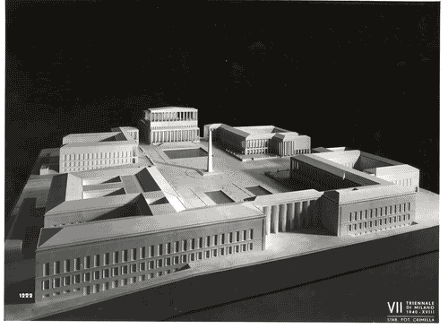 Image for VII Triennale - Mostra dell'architettura - Sezione 1°. L'E42, Olimpiade della civiltà - Modello in scala della piazza Imperiale per l'Esposizione internazionale di Roma di Francesco Fariello, Luigi Moretti, Saverio Muratori e Ludovico Quaroni