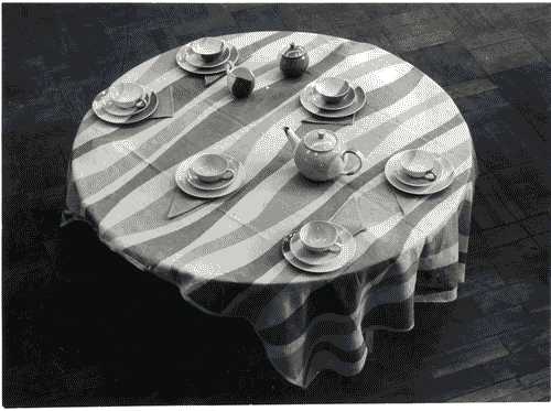 Image for X Triennale - Mostra merceologica - Sezione A - Tavolo con tovaglia - Servizio per caffelatte di Margherita Patocchi