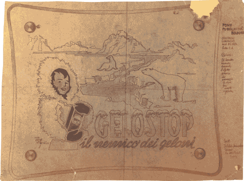 Image for Bozzetto per insegna pubblicitaria "Gelostop il nemico dei geloni"