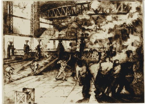 Image for Il luogo del lavoro - Il lavoro trasformato in immagini - Scene di lavoroindustriale - Acquaforte e acquatinta della serie L'industria italiana perla guerra 1915-1918