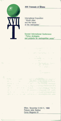 Image for Pieghevole della Seconda Conferenza Internazionale "Politiche e progetti per le aree metropolitane", nell'ambito della Esposizione Internazionale "Le città del mondo e il futuro delle metropoli"