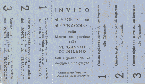 Image for Invito al "Ponte" ed al "Pinacolo" nella Mostra del giardino, di colore azzurro, con parti fustellate da staccare