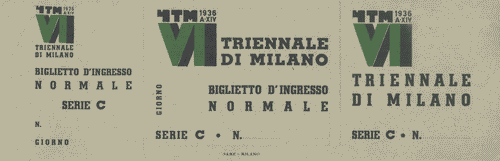 Image for Biglietto d'ingresso normale, serie C o F, di colore beige, con logo di Mario Sironi