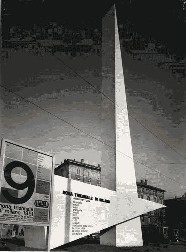 Image for IX Triennale - Sistemazione decorativa dei viali di accesso - Piazzale Cadorna - Manifesto ufficiale della Nona Triennale di Ernst Scheidegger - Complesso pubblicitario di Ernesto Ciuti