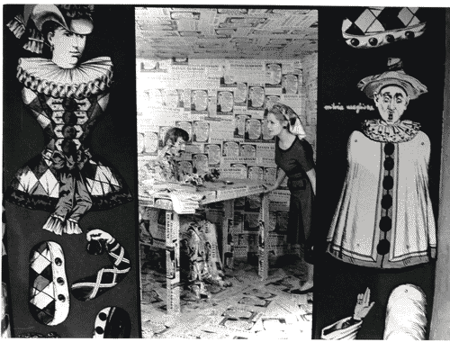 Image for XIII Triennale - Sezione introduttiva a carattere internazionale - Complesso di otto condotti a sezione quadrata - Terzo condotto: illusioni - Passaggio tra il primo spazio: il contabile e il secondo spazio: carnevale triste