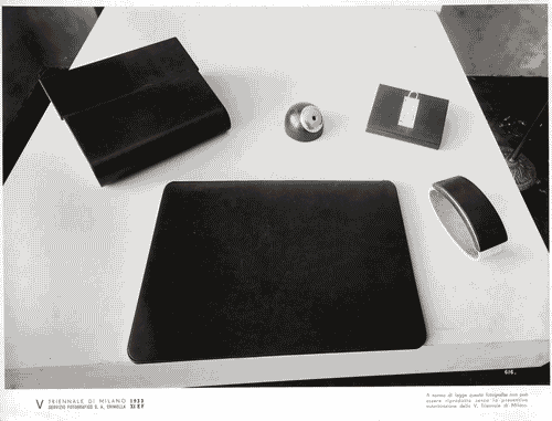 Image for V Triennale - Arti decorative e industriali - Sala dell'E.N.A.P.I. - Oggetti di cuoio - Servizio da scrittoio in cuoio di Augusto Casciani di Roma