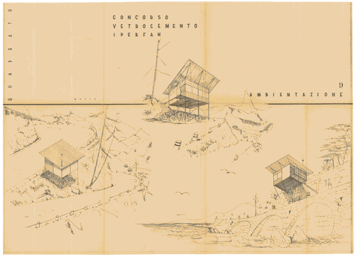 Image for Parco. Mostra dell'architettura in movimento. Cabina telefonica per autostrada. Concorso Vetrocemento Iperfan. Ambientazione