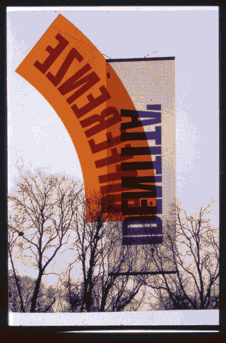 Image for XIX Triennale - Mostra introduttiva esterna - La Triennale nella città - Stendardo della XIX Triennale di Bob Noorda