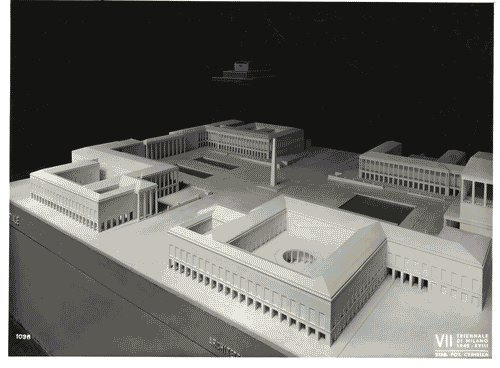Image for VII Triennale - Mostra dell'architettura - Sezione 1°. L'E42, Olimpiade della civiltà - Modello in scala della piazza Imperiale per l'Esposizione internazionale di Roma di Francesco Fariello, Luigi Moretti, Saverio Muratori e Ludovico Quaroni