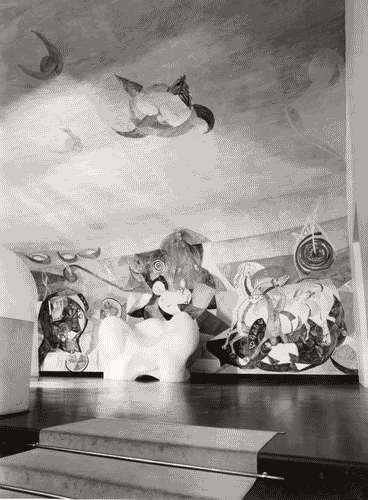Image for IX Triennale - Palazzo dell'Arte - Scalone d'Onore e vestibolo del primo piano - Luciano Baldessari e Marcello Grisotti - Scultura astratta di Vittorio Tarvernari - Decorazione parietale di Bruno Cassinari