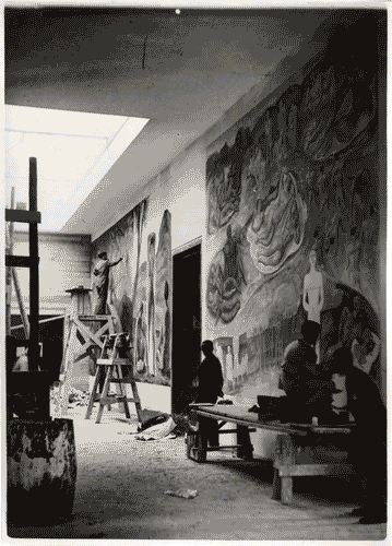 Image for V Triennale - Lavori di allestimento - Galleria delle pitture - Pittura murale "figure d'estate" di Cristoforo De Amicis