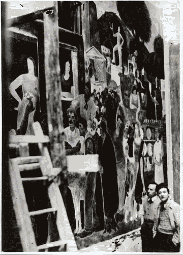 Image for V Triennale - Lavori di allestimento - Galleria delle pitture - Pittura murale "il mercato" di Alfio Paolo Graziani