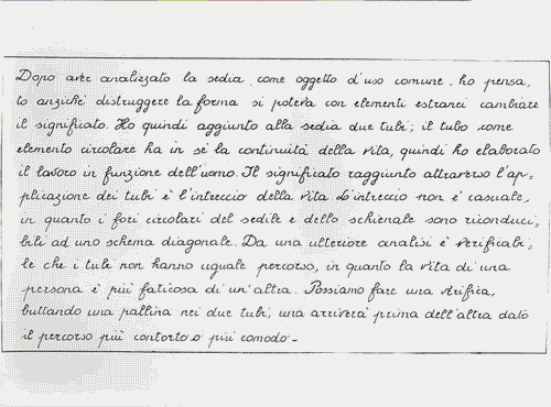 Image for XVI Triennale - Terzo ciclo - La sistemazione del design - L'interno dopo la forma dell'utile (concorso) - Testo di descrizione del progetto di studente dell'Istituto Statale d'arte B. Cellini