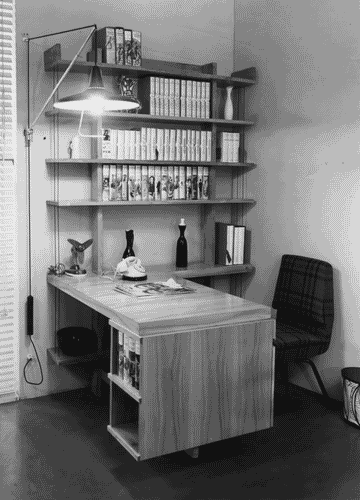 Image for X Triennale - Mostra della casa - Alloggio Borsalino n. 3 - Scrivania e libreria del soggiorno-pranzo - Ignazio Gardella - Giovanni Albricci - Ernesto Bianchi - Carlo Paccagnini