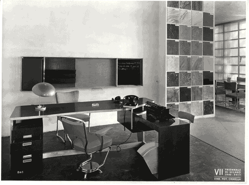 Image for VII Triennale - Mostra dell'arredamento per ufficio - Arredamento dell'ufficio di una società per la lavorazione di marmi e pietre di Carlo De Carli