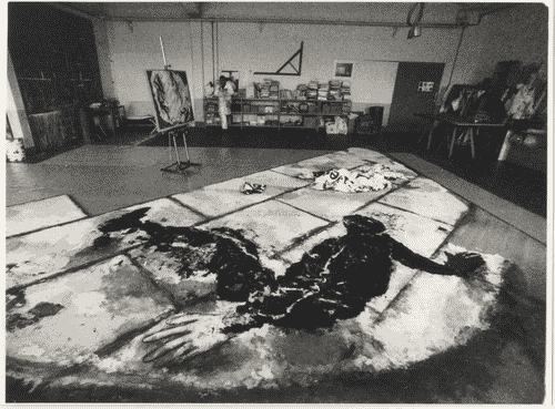 Image for Dipinto "La Piazza" di Giuliano Collina - Lavori di realizzazione opera in atelier