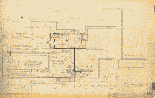 Image for Architettura ospedaliera. Lovell Health House, LA. Piano della piscina. Annotazioni manoscritte