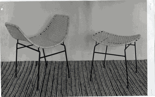 Image for XI Triennale - Parco Sempione - Mostra internazionale dell'abitazione - Alloggio jugoslavo - Poltroncine di ferro e foglie di pannocchia intrecciate- Mario Antonini - Boris Babic - Niko Kralj