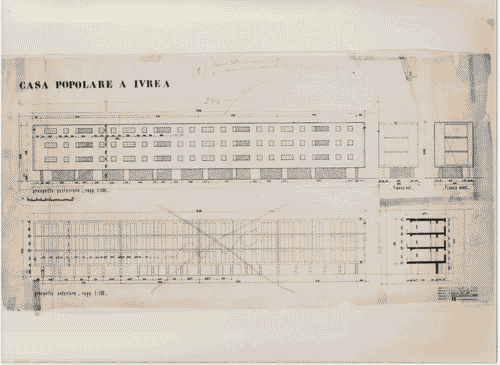 Image for Le città immaginate - Un viaggio in Italia. Sezione storica - da Torino aMilano (per Ivrea e per Novara) - Prospetto delle case popolari per il borgo Olivetti a Ivrea di Luigi Figini e Gino Pollini