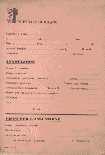 Image for Foglio matricolare per l'assunzione, con logo di Enrico Ciuti