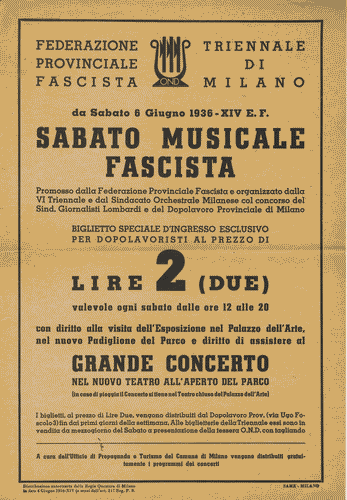 Image for Volantino del "Sabato Musicale Fascista", di colore giallo