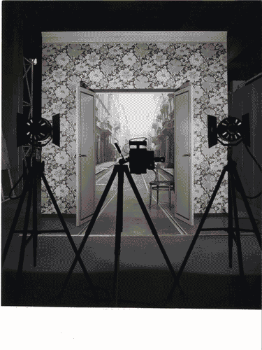 Image for XVI Triennale - Primo ciclo - Lo spazio audiovisivo - Spazio reale-spazio virtuale - Installazione "Un pezzo di strada nella stanza o un pezzo di stanza nella strada?" - Scena tecnica di Alberto Prina