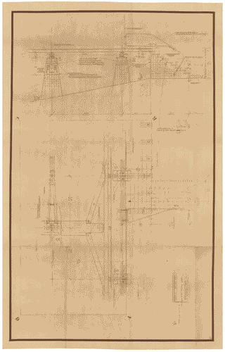 Image for Casa capriata. Particolare fulcri, scala esterna e saette frontali. Annotazioni manoscritte