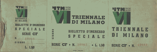 Image for Blocchetto di biglietti d'ingresso speciali, serie CF, di colore verde, con logo di Mario Sironi