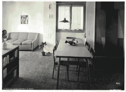 Image for IX Triennale - Quartiere sperimentale della Triennale di Milano (QT8) - Mostre speciali al QT8 in occasione della Nona Triennale - Casa INA-Casa a 11 piani - Alloggio n. 14 - Soggiorno-pranzo