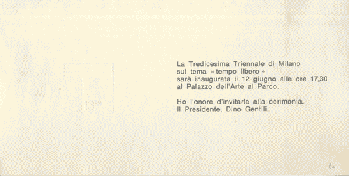 Image for Invito alla cerimonia di inaugurazione della XIII Triennale