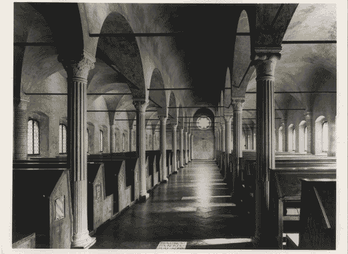 Image for Il luogo del lavoro - Il presente possibile e da pretendere - La biblioteca accessibile - un confronto con il passato: la biblioteca Malatestiana diCesena - Biblioteca Malatestiana di Cesena. La sala di lettura