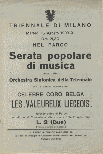 Image for Volantino di colore verde della "Serata popolare di musica", con logo di Mario Sironi e programma