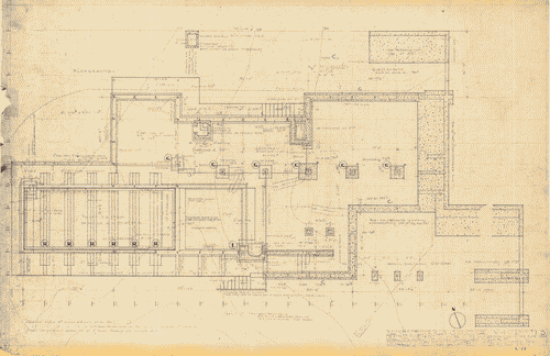 Image for Architettura ospedaliera. Lovell Health House, LA. Dettagli strutture del basamento. Annotazioni manoscritte