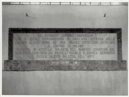 Image for Palazzo dell'Arte - Lapide in memoria del senatore Antonio Bernocchi