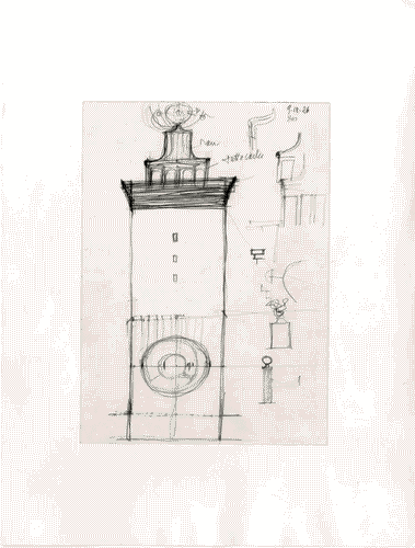 Image for Le città immaginate - Nove progetti per nove città. Sezione progettuale -Ancona (Una frontiera urbana da Vanvitelli a Vanvitelli) - Schizzo di progetto di una delle torri per il molo di Ignazio Gardella