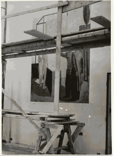 Image for V Triennale - Lavori di allestimento - La Strada-Mostra d'ambienti moderni- Pittura murale "lezioni di architettura" di Silvano Taiuti