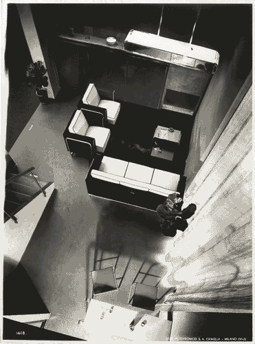 Image for V Triennale - Arti decorative e industriali - La Strada-Mostra d'ambienti moderni - Sala da soggiorno e studio su due piani di Franco Albini, Renato Camus, Paolo Masera, Giancarlo Palanti