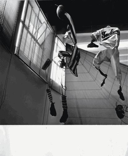 Image for IX Triennale - Forma e colore nello sport - Manichini di Roberto Crippa con abbigliamento per baseball e rugby