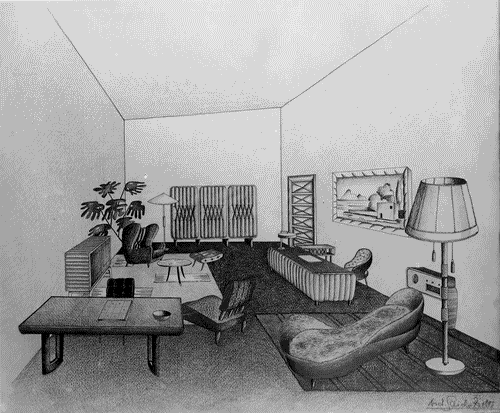 Image for VII Triennale - Galleria dell'arredamento - Prima parte - Sala delle applicazioni del cuoio - Studio per l'allestimento di Guido Frette