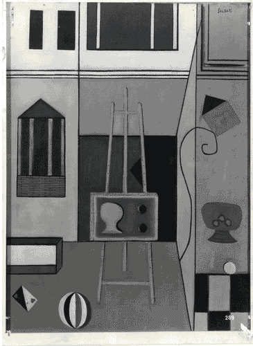 Image for X Triennale - Salone d'onore. I trent'anni della Triennale 1924-54 - Olio su tela "interno di studio" - Attanasio Soldati