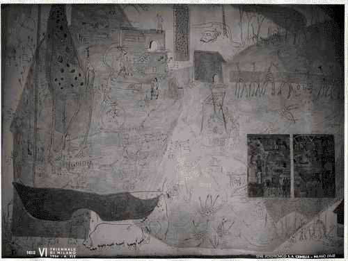 Image for VI Triennale - Mostra delle Scuole d'arte - Istituto Superiore per le industrie artistiche di Monza - Grande parete a graffito colorato e bassorilievi in ceramica di Salvatore Fancello