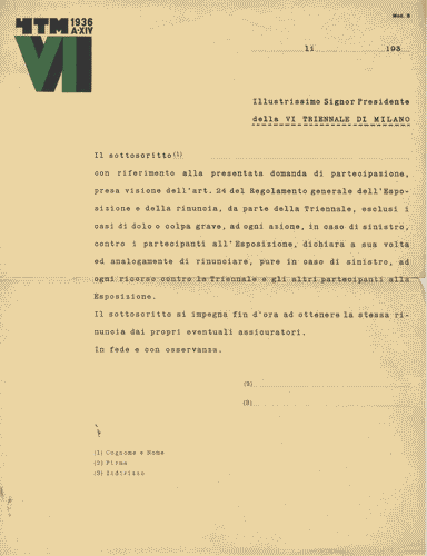 Image for Modulo prestampato per la dichiarazione di rinuncia a ricorso (Mod. B), con logo di Mario Sironi