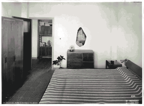 Image for IX Triennale - Quartiere sperimentale della Triennale di Milano (QT8) - Mostre speciali al QT8 in occasione della Nona Triennale - Casa INA-Casa a 11 piani - Alloggio n. 17 - Camera da letto matrimoniale