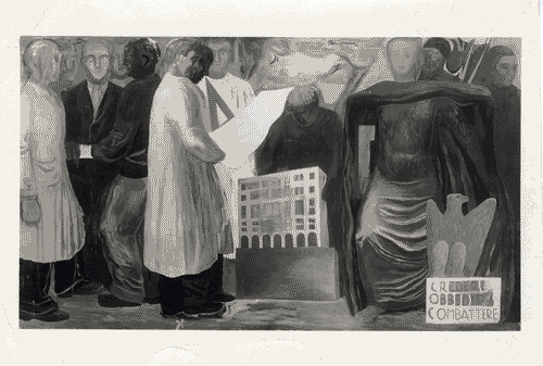 Image for VII Triennale - Palazzo dell'Arte - Scalone e vestibolo superiore - Tempera "Inno alla civiltà fascista" di Filiberto Sbardella