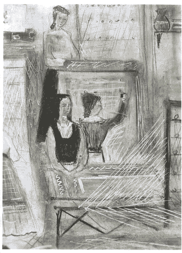 Image for VII Triennale - Mostra dei tessuti e dei ricami - Sezione dei merletti e dei ricami - Studio per la pittura murale "Le donne italiane al lavoro" di Gian Giacomo Dal Forno